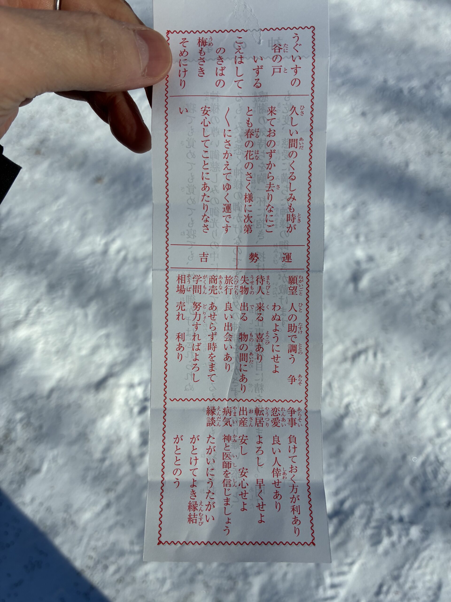 初詣で引いたおみくじの写真
